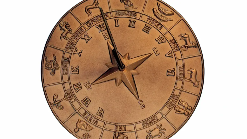 Un antiguo reloj astronómico detallando los doce signos del zodiaco en una fachada.